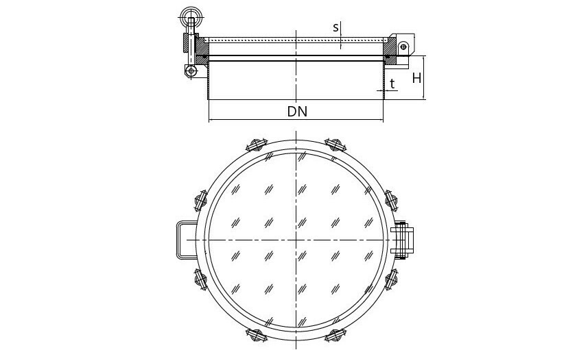 Чертеж Круглые люки со стеклянной крышкой Чертеж Круглые люки со стеклянной крышкой