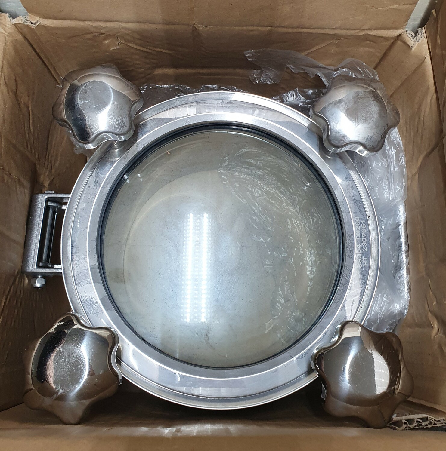 Люк круглый DN200х100 мм со стеклянной крышкой